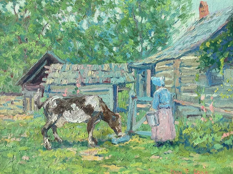 1890-Carl Graf - Ora della mungitura e dell'alimentazione